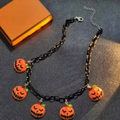 Bat Ghost Pumpkin Halloween Necklace Halloween Scary Costume Adults' Women's Halloween Carnival Easy Halloween Costumes Dress Up