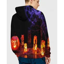 Bat Witch Pumpkin Hoodie Pullover Halloween 3D Front Pocket Graphic For Couple's Men's Women's Adults' Halloween Carnival Masquerade 3D Print Party Casual Daily