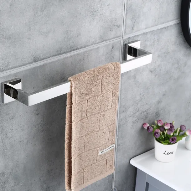 Bath Towel Bar,SUS304 Stainless Steel Towel Rack for Bathroom,Bathroom Accessories Towel Rod Heavy Duty Wall Mounted Towel Holder (Chrome)