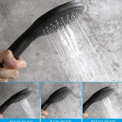 Bathroom Ceiling Mounted Shower Faucet Set, High Flow Rain Shower Concealed Shower System with Multi Function Handheld Shower, Hot and Cold Water Switch Included