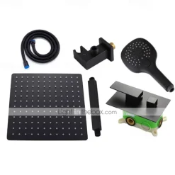 Bathroom Ceiling Mounted Shower Faucet Set, High Flow Rain Shower Concealed Shower System with Multi Function Handheld Shower, Hot and Cold Water Switch Included