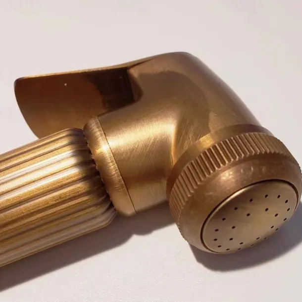 Bathroom Handheld Shower Bidet Shattaf Sprayer Set Wall Mount, Brass Gold Toilet Hand Held Bidet Shower Spray Wall Bracket Hose Diaper Cleaning