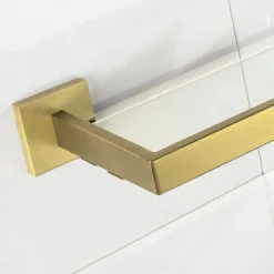 Bathroom Shelves Bathroom Tempered Glass Shelf, Sainless Steel Shower Wall Shelves No Drilling Towel Racks Rectangular 1 Tier Wall Mounted Mirror Front Shelf