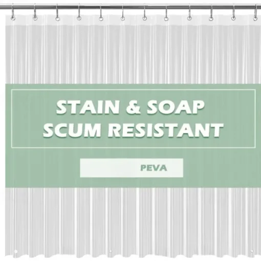 Bathroom Shower Curtain Waterproof Plastic Shower Curtain Premium PEVA Non-Toxic with Rust Proof Grommets Clear 8G Bathroom Accessories