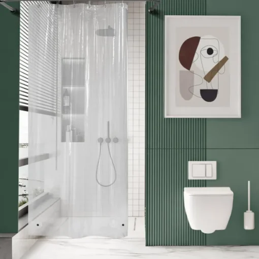 Bathroom Shower Curtain Waterproof Plastic Shower Curtain Premium PEVA Non-Toxic with Rust Proof Grommets Clear 8G Bathroom Accessories