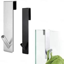 Bathroom Shower Door Hook Over Glass Door Shower Towel Rack Stainless Steel Drilling Free Towel Holder Hanger