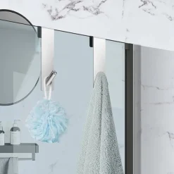 Bathroom Shower Door Hook Over Glass Door Shower Towel Rack Stainless Steel Drilling Free Towel Holder Hanger