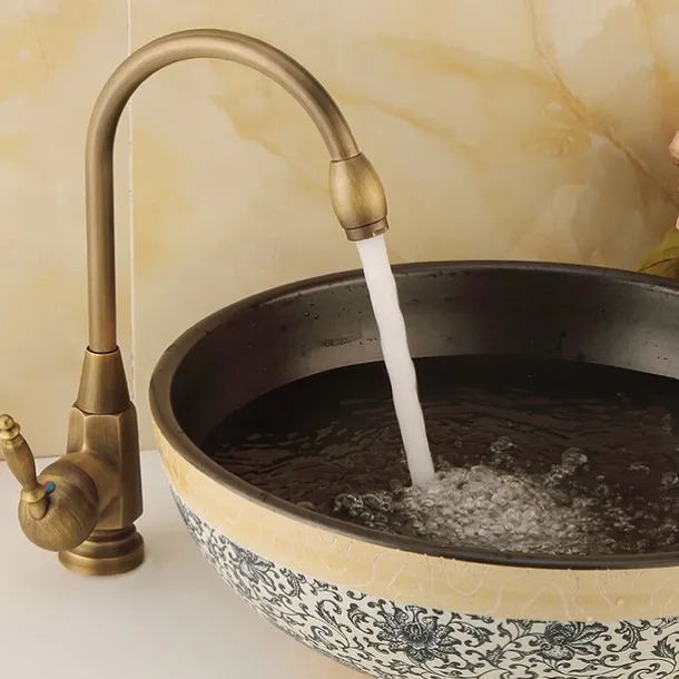 Bathroom Sink Faucet - FaucetSet / Widespread Antique Brass Centerset Single Handle One HoleBath Taps