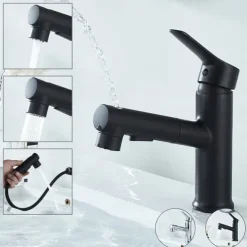 Bathroom Sink Faucet Pull out / Pullout Spray Electroplated / Painted Finishes Centerset Single Handle One HoleBath Taps