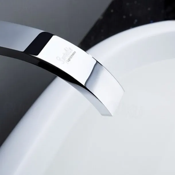 Bathroom Sink Faucets,Brass Waterfall Modern Style Wall Mount Single Handle Two Holes Chrome Finish Bath Tap with Cold and Hot Switch