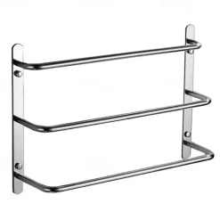 Bathroom Towel Bar Chrome Multilayer New Design Stainless Steel Bath 3 Rods Towel Rack Wall Mounted Silvery 1pc