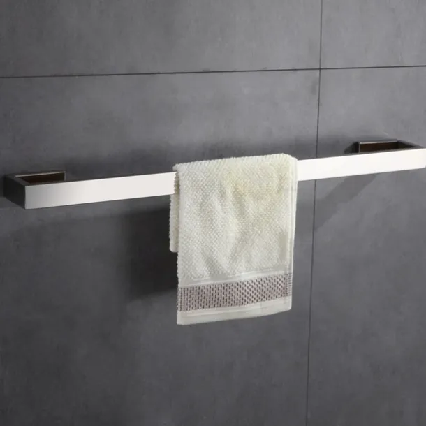 Bathroom Towel Bar 50cm/60cm, Towel Rack Wall Mount Bath Towel Holder, Bath Towel Hanger Stainless Steel Brushed Finished Bathroom Accessories Towel Rail Single Bar,(Black/Brushed Nickel/Chrome)