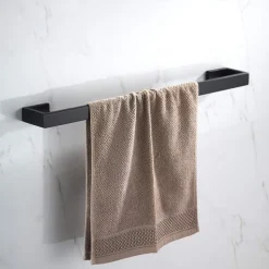 Bathroom Towel Bar 50cm/60cm, Towel Rack Wall Mount Bath Towel Holder, Bath Towel Hanger Stainless Steel Brushed Finished Bathroom Accessories Towel Rail Single Bar,(Black/Brushed Nickel/Chrome)