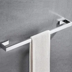 Bathroom Towel Bar 50cm/60cm, Towel Rack Wall Mount Bath Towel Holder, Bath Towel Hanger Stainless Steel Brushed Finished Bathroom Accessories Towel Rail Single Bar,(Black/Brushed Nickel/Chrome)