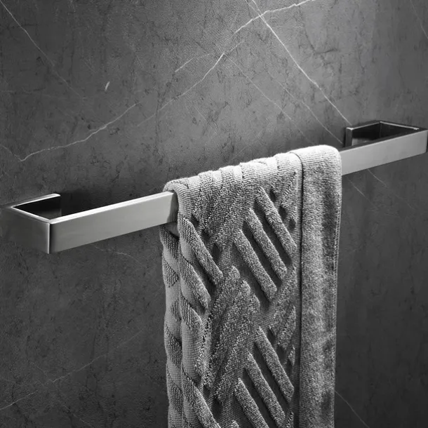 Bathroom Towel Bar 50cm/60cm, Towel Rack Wall Mount Bath Towel Holder, Bath Towel Hanger Stainless Steel Brushed Finished Bathroom Accessories Towel Rail Single Bar,(Black/Brushed Nickel/Chrome)