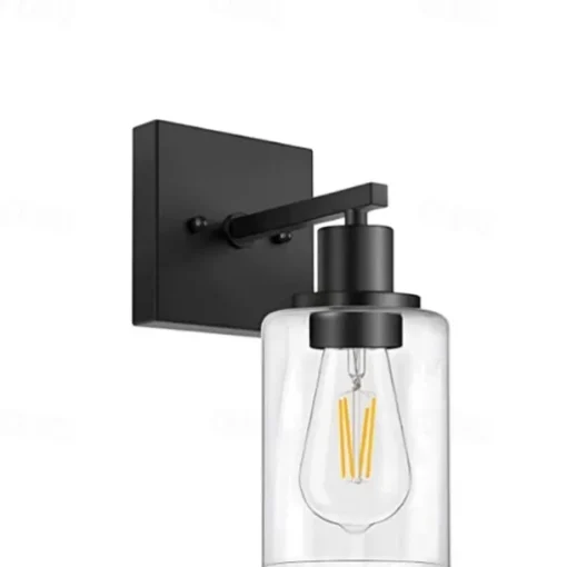 Bathroom Vanity Light Fixture, Matte Black Gold Finish Wall Sconce, Modern Wall Sconce with Bubble Glass Shade, Vintage Wall Sconce, For Mirror, Living Room, Bedroom, Hallway, E26 Base 110-240V