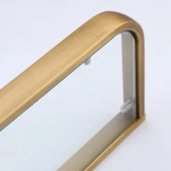 Bathroom Wall Mounted Single Layer Rectangle Glass Shelf Antique Brass Finish Bathroom Storage Bathroom Accessories Holder