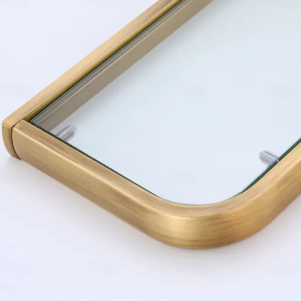 Bathroom Wall Mounted Single Layer Rectangle Glass Shelf Antique Brass Finish Bathroom Storage Bathroom Accessories Holder