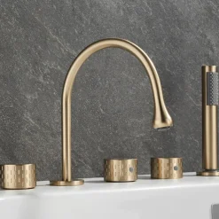 Bathtub Faucet - Contemporary Electroplated Roman Tub Brass Valve Bath Shower Mixer Taps