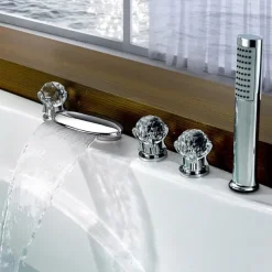 Bathtub Faucet - Contemporary Chrome Roman Tub Brass Valve Bath Shower Mixer Taps