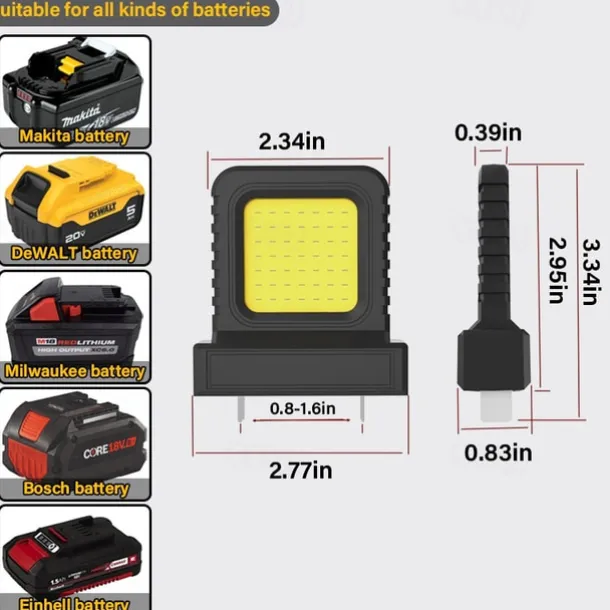 Battery Work Lights,High brightness Floodlight, Portable Flood Light, for Power Tool Batteries