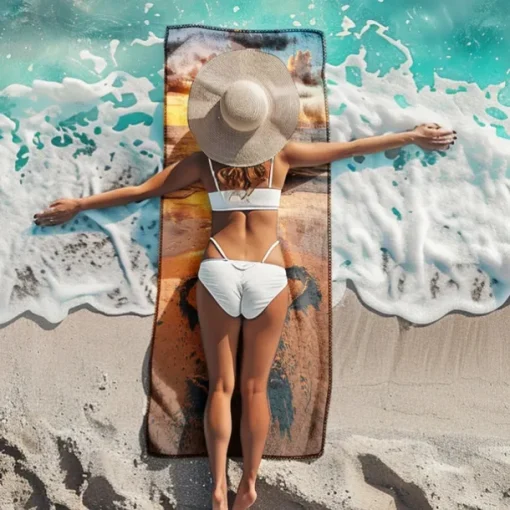 Beach Towel Comfy Blankets Love Sea Series Bath Towel Large 3D Print Pattern Towel Bath Towel Beach Sheet Blanket Classic 100% Micro Fiber