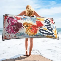 Beach Towel LGBT Love Series Large 3D Print Sea Pattern Towel Bath Towel Beach Sheet Blanket Classic 100% Micro Fiber Comfy Blankets