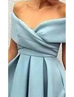 Beach Wedding A-Line Cocktail Dresses Elegant Dress Wedding Guest Homecoming Tea Length Short Sleeve V Neck Stretch Fabric V Back with Pleats Dresses