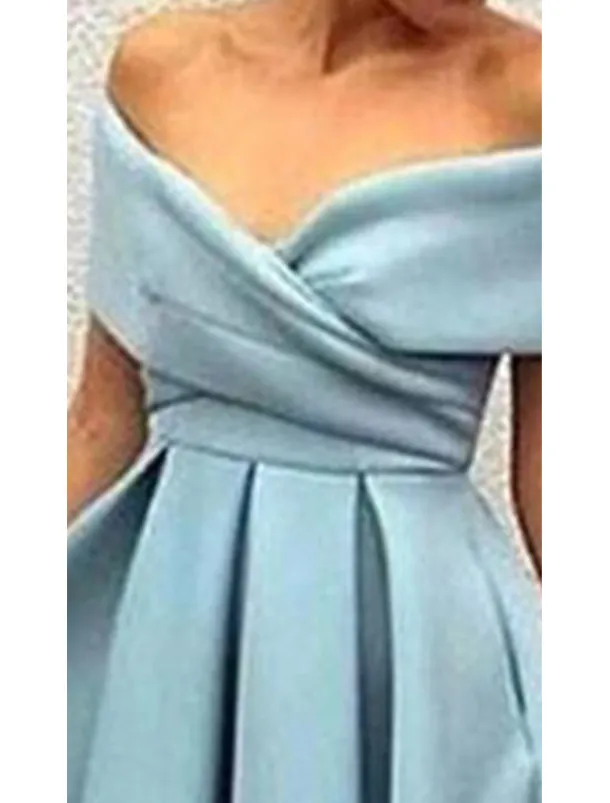 Beach Wedding A-Line Cocktail Dresses Elegant Dress Wedding Guest Homecoming Tea Length Short Sleeve V Neck Stretch Fabric V Back with Pleats Dresses