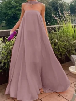 Beach Wedding A-Line Evening Gown Fairy Dress Formal Wedding Guest Floor Length Sleeveless Strapless Stretch Chiffon with Pleats Shawl
