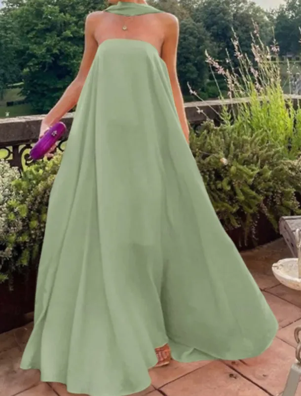 Beach Wedding A-Line Evening Gown Fairy Dress Formal Wedding Guest Floor Length Sleeveless Strapless Stretch Chiffon with Pleats Shawl