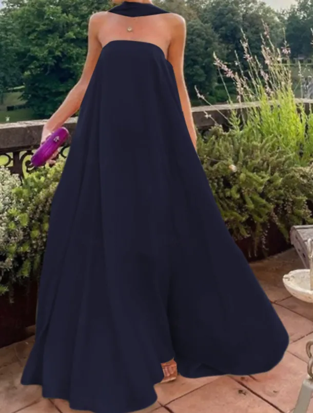 Beach Wedding A-Line Evening Gown Fairy Dress Formal Wedding Guest Floor Length Sleeveless Strapless Stretch Chiffon with Pleats Shawl