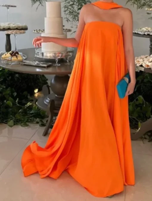 Beach Wedding A-Line Evening Gown Fairy Dress Formal Wedding Guest Floor Length Sleeveless Strapless Stretch Chiffon with Pleats Shawl