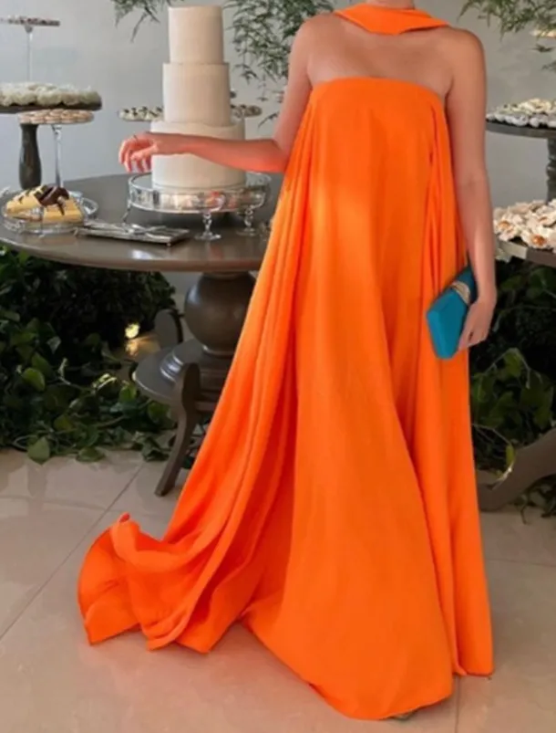 Beach Wedding A-Line Evening Gown Fairy Dress Formal Wedding Guest Floor Length Sleeveless Strapless Stretch Chiffon with Pleats Shawl