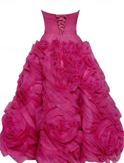 Beach Wedding A-Line Prom Dresses Floral Dress Wedding Guest Quinceanera Ankle Length Sleeveless Strapless Tulle Backless with Ruched