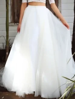 Beach Wedding Beach Casual Wedding Dresses A-Line Separates Separates Floor Length Tulle Bridal Skirts Bridal Gowns With Solid Color