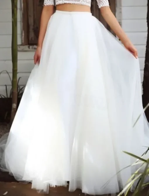 Beach Wedding Beach Casual Wedding Dresses A-Line Separates Separates Floor Length Tulle Bridal Skirts Bridal Gowns With Solid Color