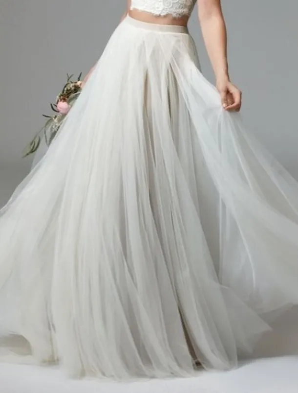 Beach Wedding Beach Casual Wedding Dresses A-Line Separates Separates Floor Length Tulle Bridal Skirts Bridal Gowns With Solid Color