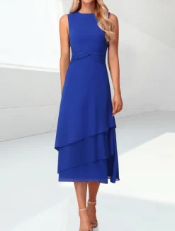 Beach Wedding Sheath Mother of the Bride Dress Elegant Jewel Neck Tea Length Chiffon 3/4 Length Sleeve Wrap Included with Ruching