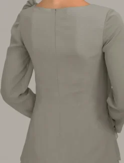 Beach Wedding Two Piece Jumpsuit / Pantsuit Mother of the Bride Wedding Guest Elegant Plus Size Jewel Neck Floor Length Chiffon Long Sleeve with Bow(s) Ruffles