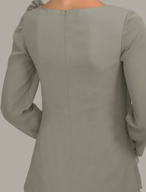 Beach Wedding Two Piece Jumpsuit / Pantsuit Mother of the Bride Wedding Guest Elegant Plus Size Jewel Neck Floor Length Chiffon Long Sleeve with Bow(s) Ruffles