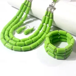 Bead Necklace Bracelet Earings 3 Pcs Retro Vintage 1980s Disco Art Deco Accessories for Women Kings Day Orange Casual Daily