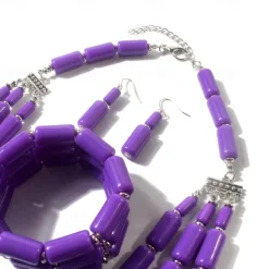 Bead Necklace Bracelet Earings 3 Pcs Retro Vintage 1980s Disco Art Deco Accessories for Women Kings Day Orange Casual Daily