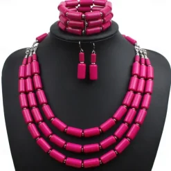 Bead Necklace Bracelet Earings 3 Pcs Retro Vintage 1980s Disco Art Deco Accessories for Women Kings Day Orange Casual Daily