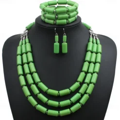 Bead Necklace Bracelet Earings 3 Pcs Retro Vintage 1980s Disco Art Deco Accessories for Women Kings Day Orange Casual Daily