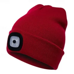 Beanie Hat Unisex with Light USB Rechargeable 4 LEDs Beanie Warm Knit Hat for Dad Father Men Women Husband Knitted Cap Christmas Gifts