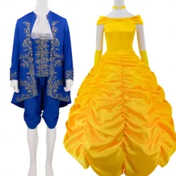 Beauty and the Beast Prince Adam Princess Belle Couples Carnival Costume Outfits Suits & Blazers Prom Dress Adults' Men's Women's Cosplay Performance Party Halloween Carnival Easy Carnival Costume