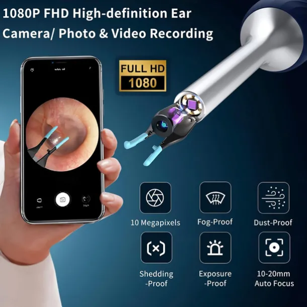 Bebird NOTE5 Ear Wax Removal Tool Camera Endoscope, 3Light Modes H-Speed WiFi 6Axis Intelligent Gyroscope Safe Professional 1080p Smart Visual Ear Cleaner with Camera