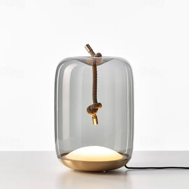 Bedside lamps Table Lamp, 3000K 18cm Modern Minimalist Art Glass Table Lamp Study Room Bedside Bed Creative Table Lamp Adjustable Classic Noble Bedroom Lamp 110-240V