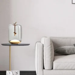 Bedside lamps Table Lamp, 3000K 18cm Modern Minimalist Art Glass Table Lamp Study Room Bedside Bed Creative Table Lamp Adjustable Classic Noble Bedroom Lamp 110-240V